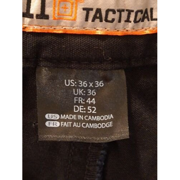 5.11 TACLITE Pro Tactical Black Cargo Pants Men's 36" x 32" Pockets Adjustable - Picture 7 of 10